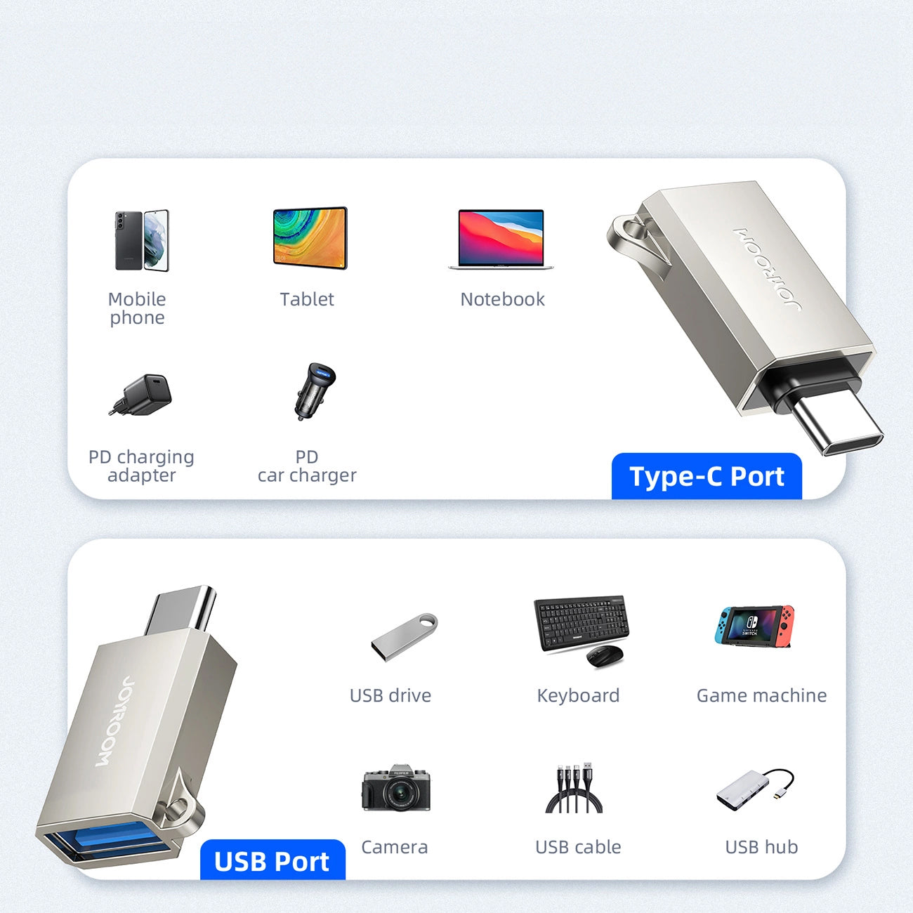 Adaptador OTG USB-C - USB-A Joyroom S-H151, Prateado