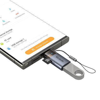 USB-C McDodo OT-7600 Card Reader, USB-A (OTG) - microSD, Black
