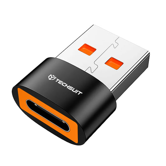 Adaptador de Dados e Carregamento USB-C - USB-A Techsuit A4 HyperPort, Preto Laranja