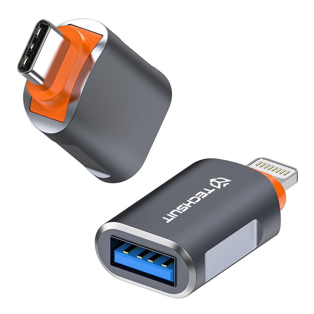 Adaptador OTG USB-C - USB-A Techsuit A9 SlateVolt, Cinza Laranja