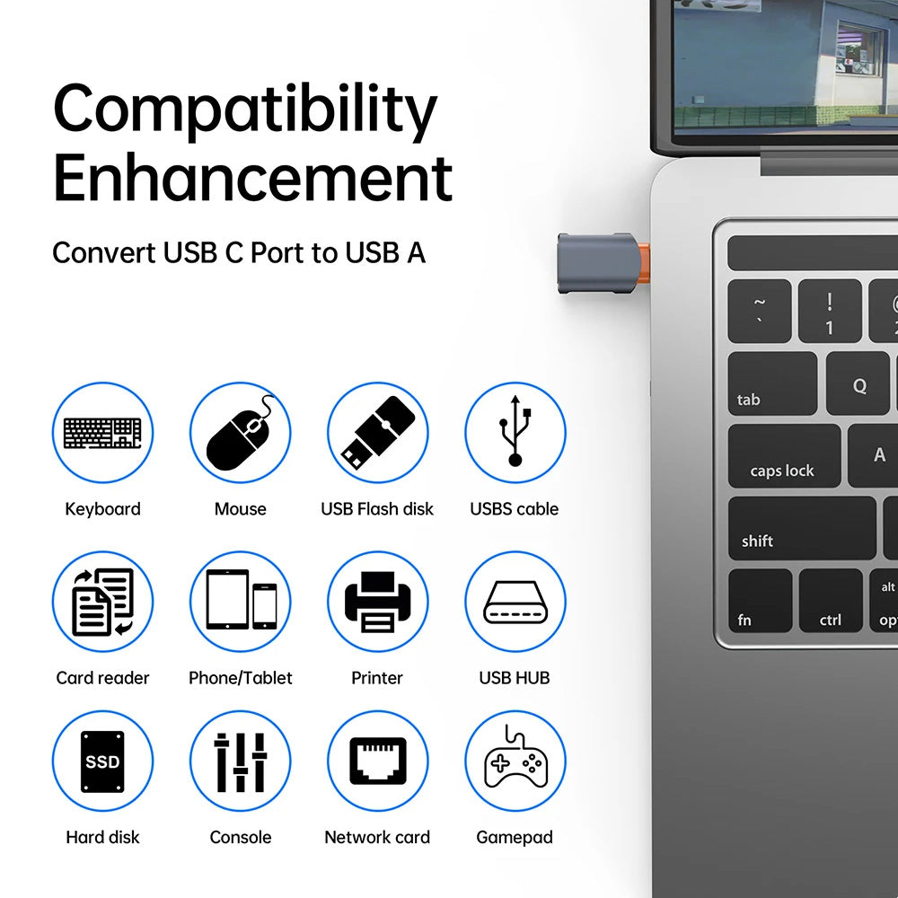 Adaptador OTG USB-C - USB-A Techsuit A9 SlateVolt, Cinza Laranja