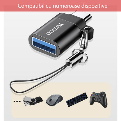 Adaptador OTG USB-C - USB-A Yesido GS06, Preto