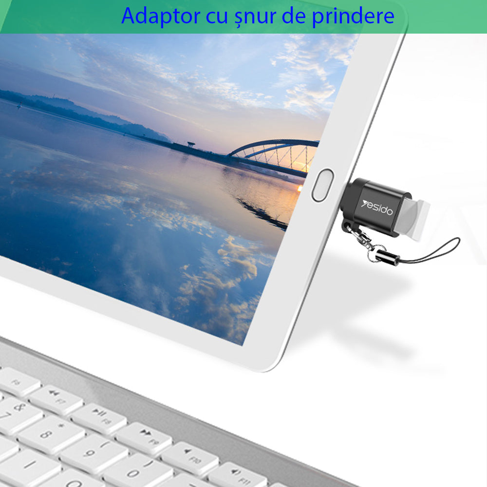 Adaptador OTG USB-C - USB-A Yesido GS06, Preto