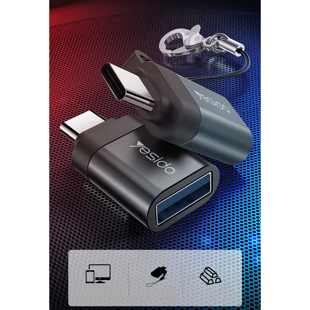 Adaptador OTG USB-C - USB-A Yesido GS06, Preto