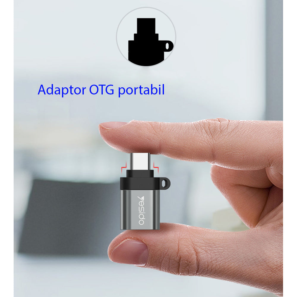 Adaptador OTG USB-C - USB-A Yesido GS06, Preto