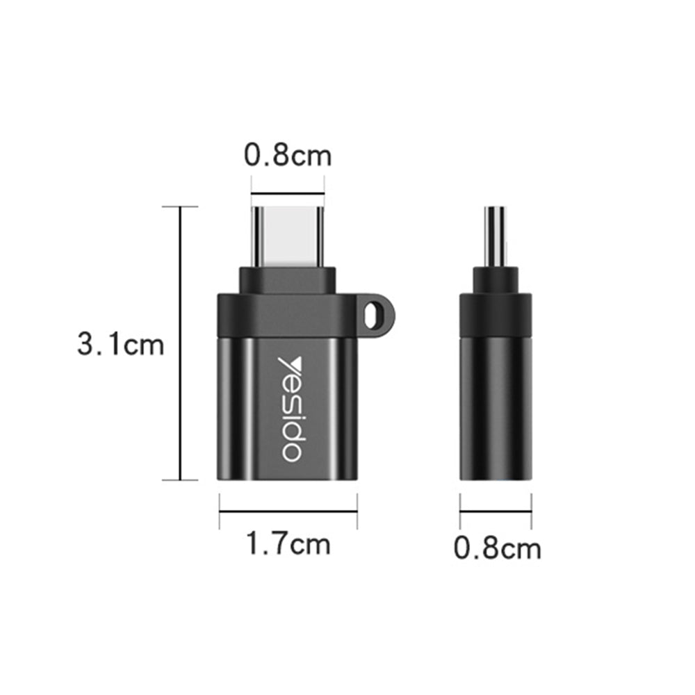 Adaptador OTG USB-C - USB-A Yesido GS06, Preto
