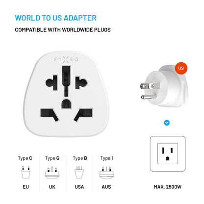 Adaptador de Rede Fixed EU / UK / USA - US, Branco