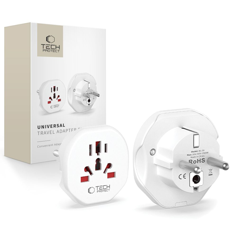 Adaptador de rede Tech-Protect US / UK / AU / AU / FI / CN - Europa, branco 