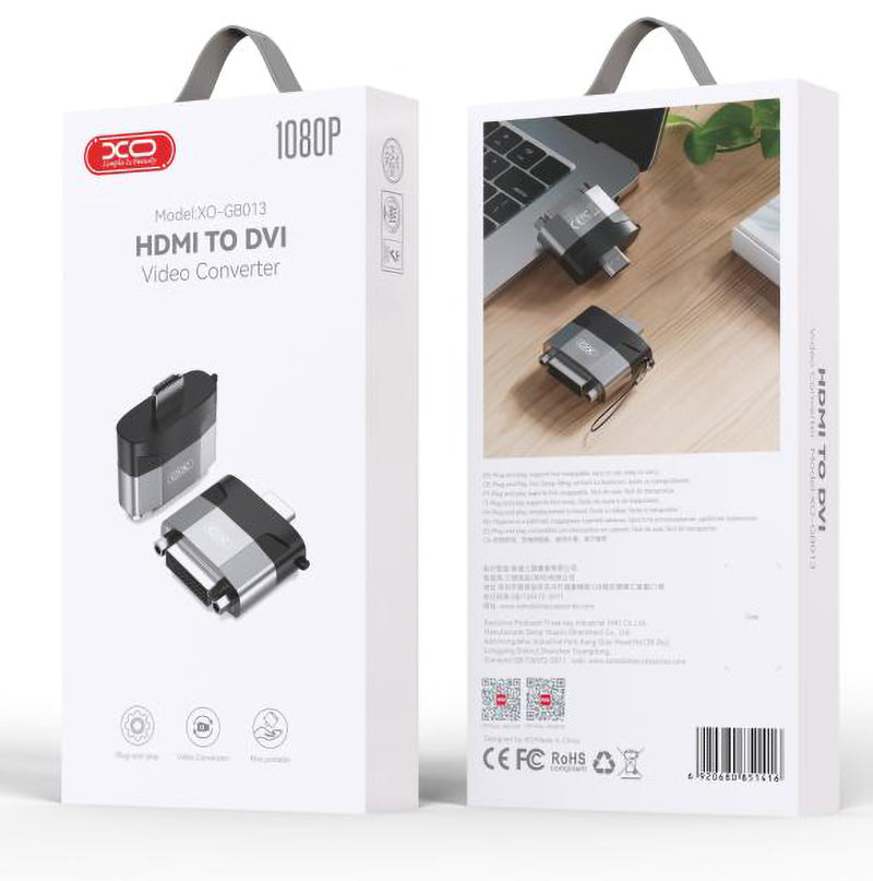 Adaptador de vídeo XO Design GB013, HDMI - DVI, cinzento 