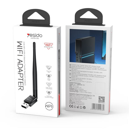 Adaptador Wireless Yesido WP11, 150Mbps, Preto