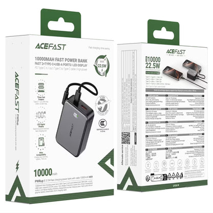 Bateria Externa Acefast M28, 10000mAh, 22.5W, QC + PD, 1 x USB-A - 2 x USB-C, Preta