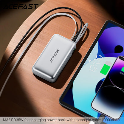 Bateria Externa Acefast M32, 10000mAh, 35W, PD, 2 x USB-C, Prateada