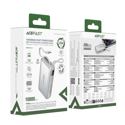Bateria Externa Acefast M32, 10000mAh, 35W, PD, 2 x USB-C, Prateada