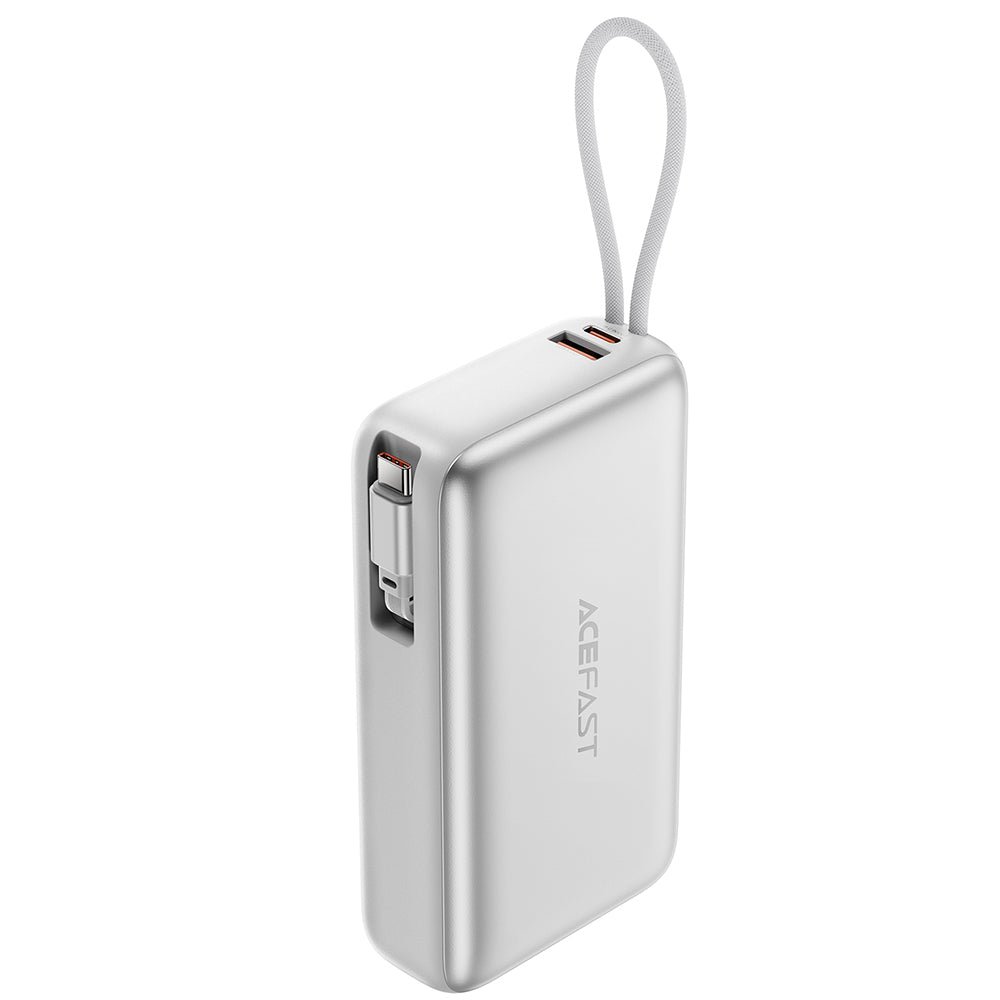 Bateria Externa Acefast M34, 20000mAh, 45W, QC + PD, 1 x USB-A - 2 x USB-C, Prateada