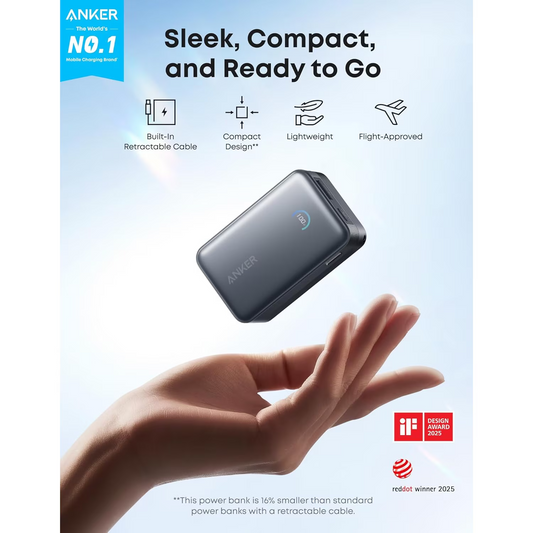 Bateria Externa Anker Nano, 10000mAh, 45W, QC + PD, 1 x USB-A - 1 x USB-C, Preta A1638H11