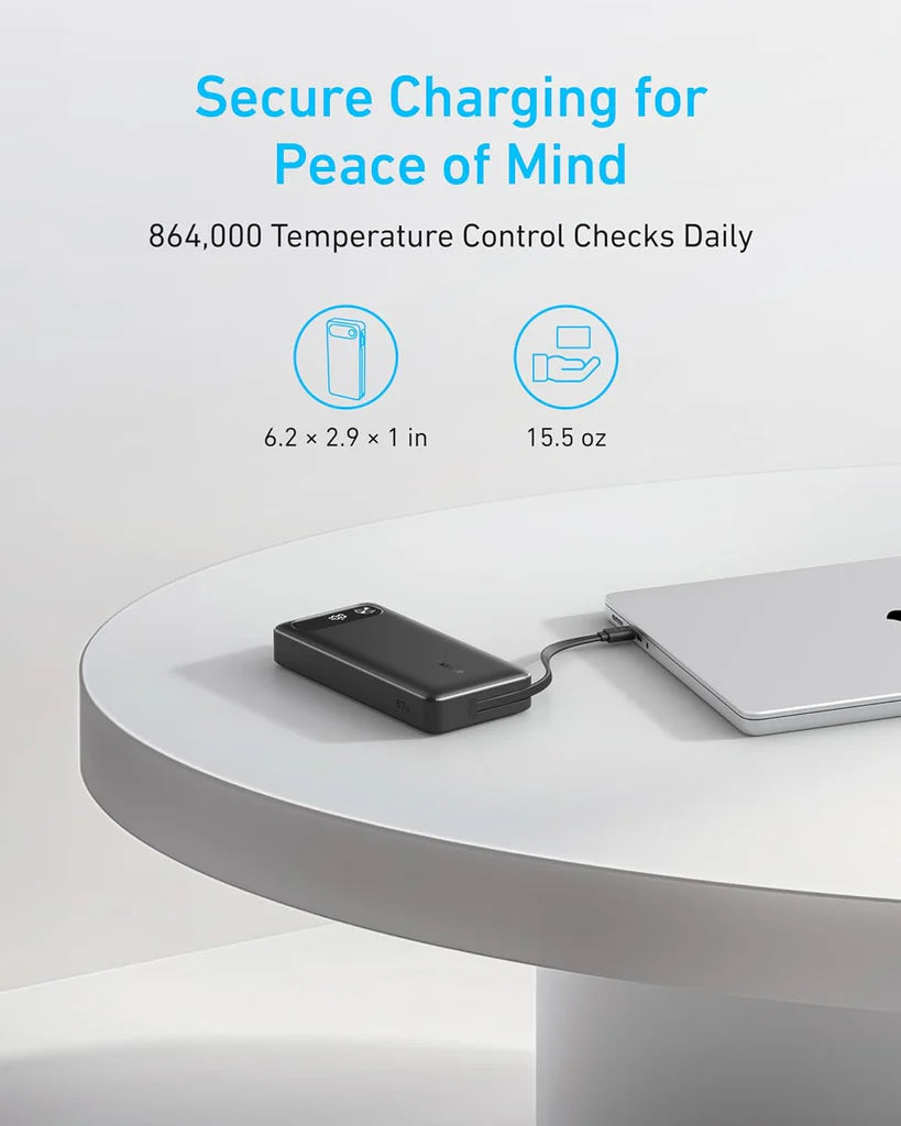 Bateria Externa Anker PowerCore, 20000mAh, 87W, QC + PD, 1 x USB-A - 2 x USB-C, Preta A1383H11
