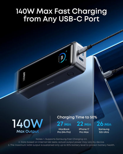 Bateria Externa Anker Prime, 26250mAh, 300W, QC + PD, 1 x USB-A - 2 x USB-C, Preta A110AH11