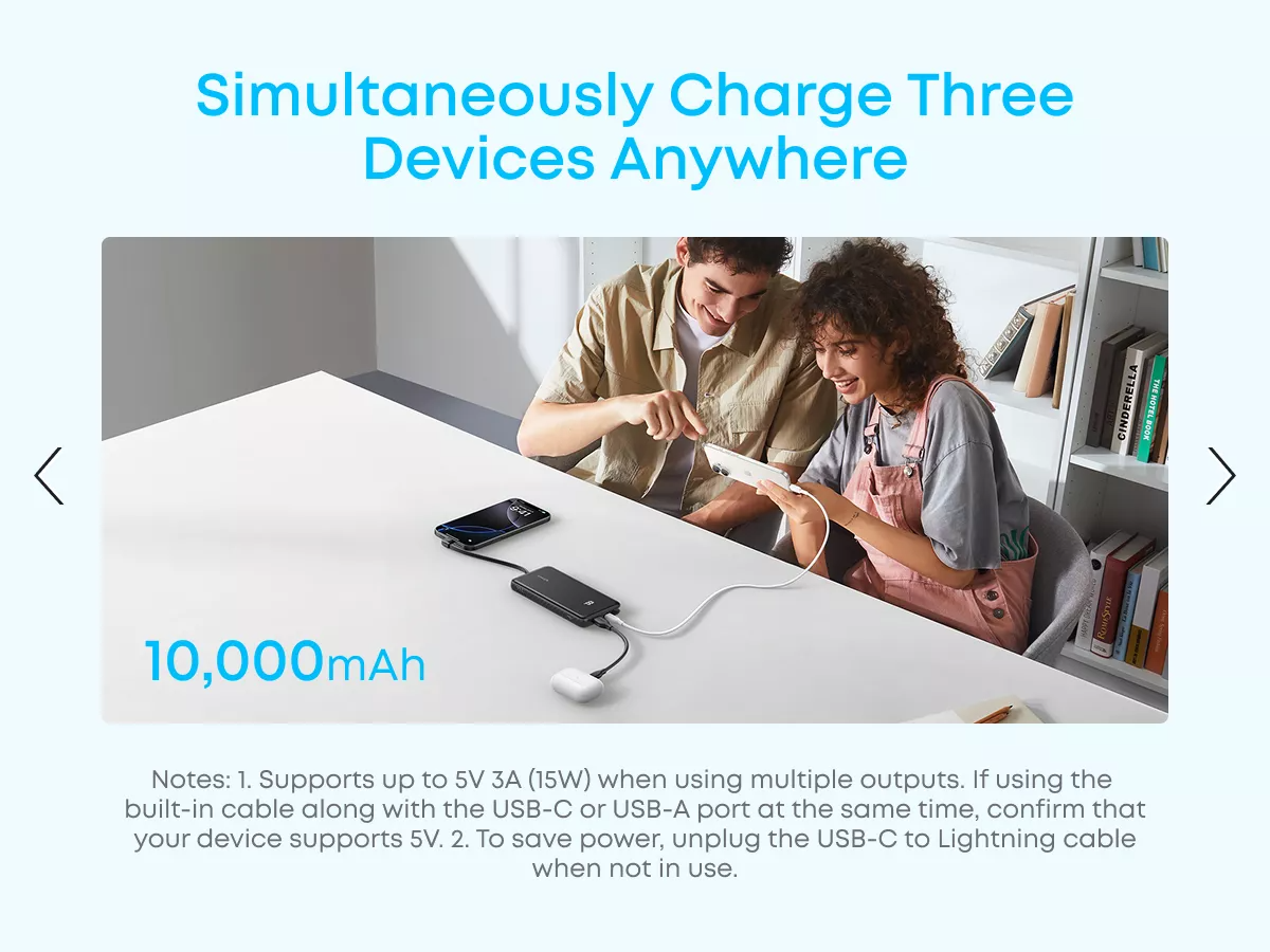 Bateria Externa Anker Zolo, 10000mAh, 22.5W, QC + PD, 1 x USB-A - 2 x USB-C, Branca A110DH21