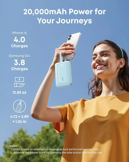 Bateria Externa Anker Zolo, 20000mAh, 45W, QC + PD, 1 x USB-A - 3 x USB-C, Preta A1681H12