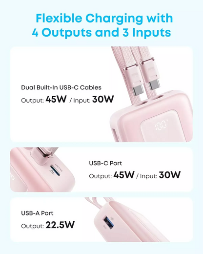 Bateria Externa Anker Zolo, 20000mAh, 45W, QC + PD, 1 x USB-A - 3 x USB-C, Preta A1681H12