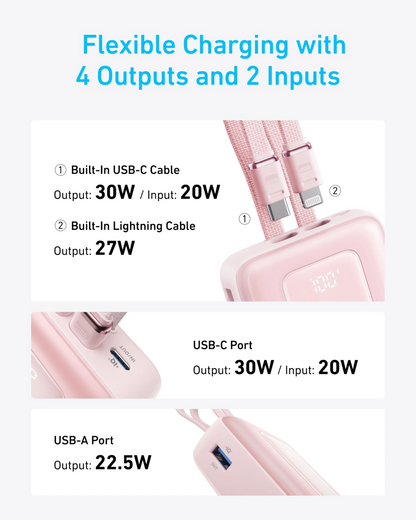 Bateria Externa Anker Zolo, 20000 mAh, 30 W, QC + PD, 1 x Lightning - 1 x USB-A - 2 x USB-C, Preta A1681012