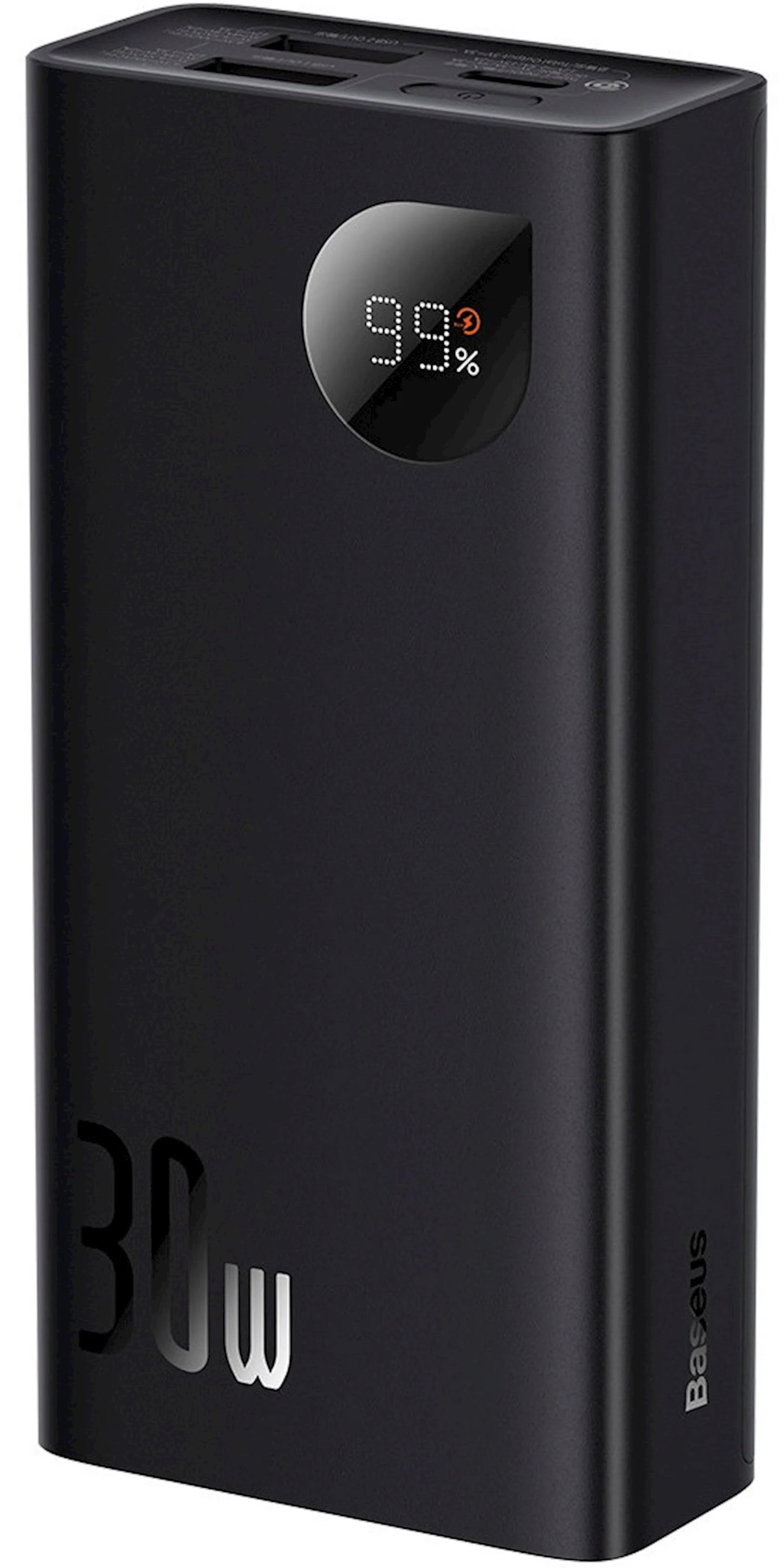 Bateria Externa Baseus Adaman2, 10000mAh, 30W, QC + PD, 1 x USB-C - 2 x USB-A, Preta PPAD040101