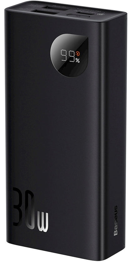 Bateria Externa Baseus Adaman2, 10000mAh, 30W, QC + PD, 1 x USB-C - 2 x USB-A, Preta PPAD040101