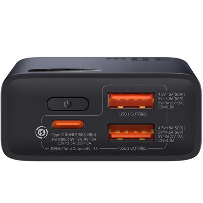 Bateria Externa Baseus Adaman2, 10000mAh, 30W, QC + PD, 1 x USB-C - 2 x USB-A, Preta PPAD040101