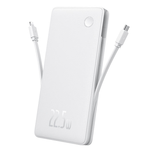 Bateria Externa Baseus Airpow Lite, 10000mAh, 22.5W, QC + PD, 1 x Lightning - 1 x USB-A - 2 x USB-C, Branca P10067501213-00