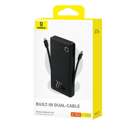 Bateria Externa Baseus Airpow Lite, 10000mAh, 22.5W, QC + PD, 1 x Lightning - 1 x USB-A - 2 x USB-C, Preta P10067501123-00