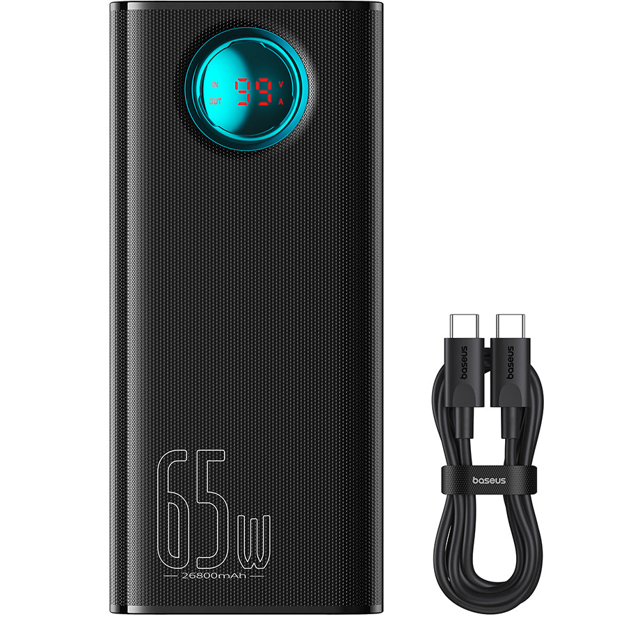 Bateria Externa Baseus Amblight com Display Digital, 26800mAh, 65W, QC + PD, 1 x USB-C - 4 x USB-A, Preta P10022402113-00
