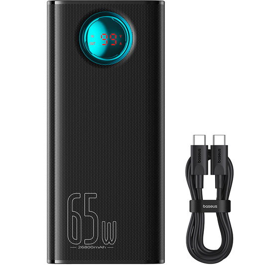 Bateria Externa Baseus Amblight com Display Digital, 26800mAh, 65W, QC + PD, 1 x USB-C - 4 x USB-A, Preta P10022402113-00