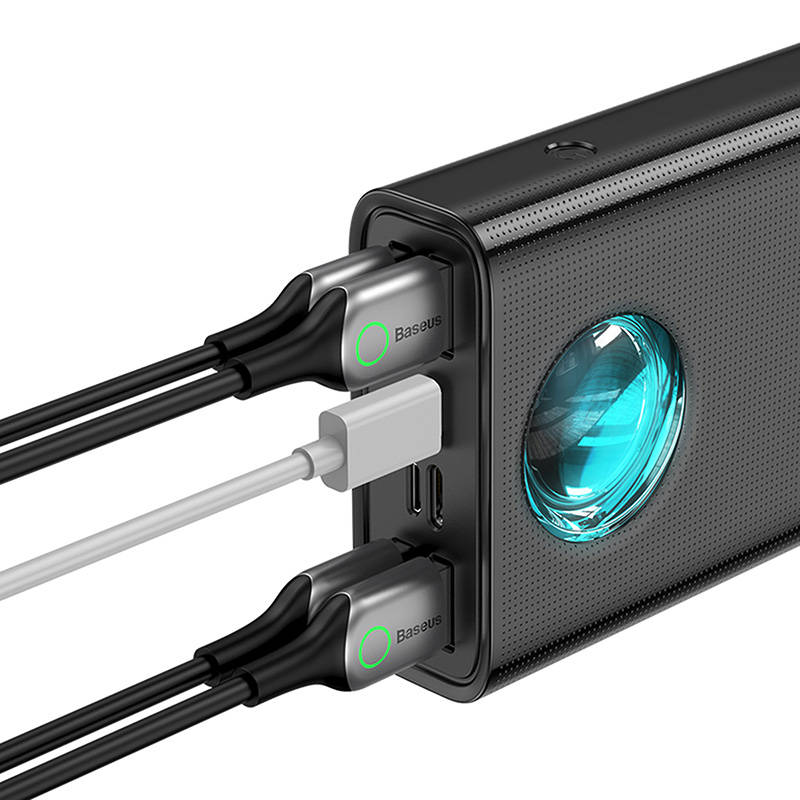 Bateria Externa Baseus Amblight Digital Display, 30000mAh, 65W, QC + PD, 1 x USB-C - 4 x USB-A, Preta PPLG000101