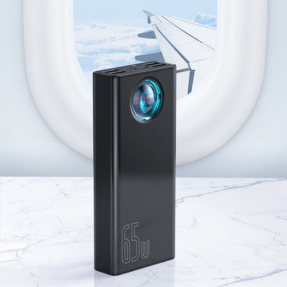 Bateria Externa Baseus Amblight Digital Display, 30000mAh, 65W, QC + PD, 1 x USB-C - 4 x USB-A, Branca PPLG000102