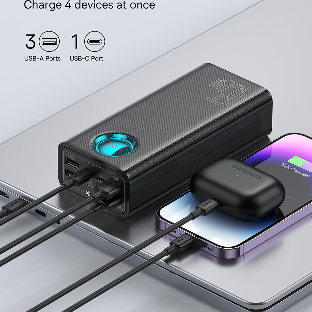 Bateria Externa Baseus Amblight com Display Digital, 26800mAh, 65W, QC + PD, 1 x USB-C - 4 x USB-A, Preta P10022402113-00