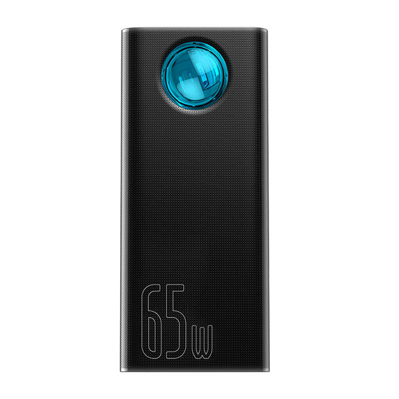 Bateria Externa Baseus Amblight Digital Display, 30000mAh, 65W, QC + PD, 1 x USB-C - 4 x USB-A, Preta PPLG000101