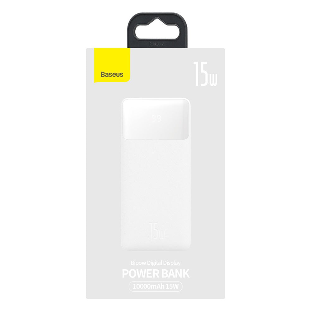 Bateria externa Baseus Bipow, 10000mAh, 15W, 1 x USB-C - 2 x USB-A, Branco PPBD050002 