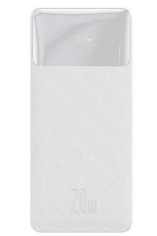 Bateria Externa Baseus Bipow, 10000mAh, 20W, QC + PD, 1 x USB-C - 2 x USB-A, Branca PPBD050502