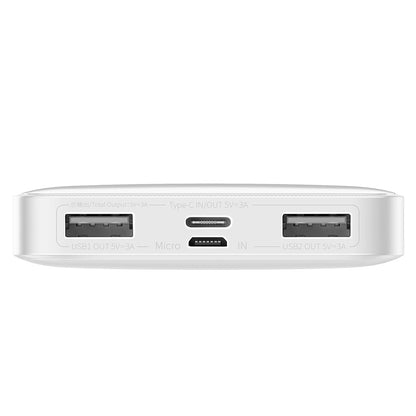 Bateria externa Baseus Bipow, 10000mAh, 15W, 1 x USB-C - 2 x USB-A, Branco PPBD050002 