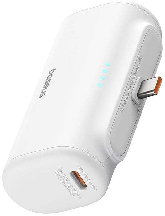 Bateria Externa Baseus Compact, 5000mAh, 20W, PD, 2 x USB-C, Branca P10068306213-00