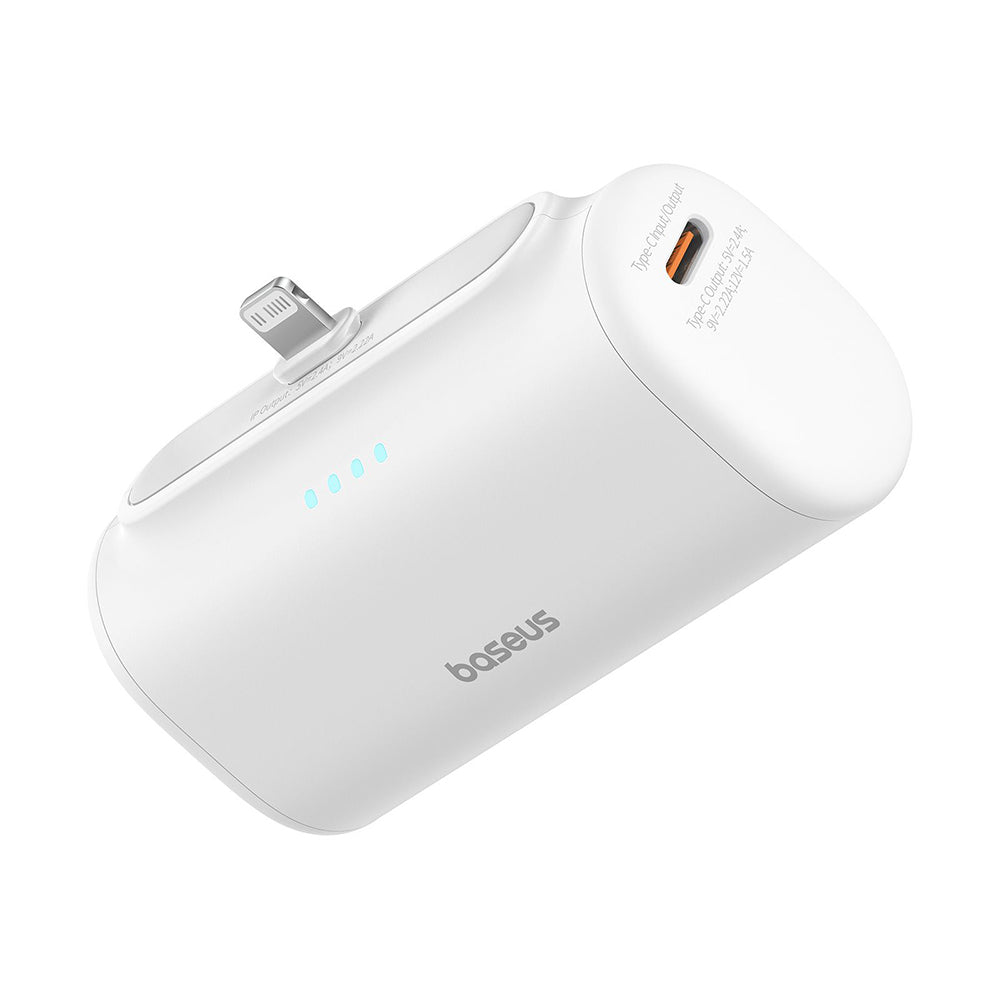 Bateria Externa Baseus Compact, 5000mAh, 20W, PD, 1 x Lightning - 1 x USB-C, Branca P10068307213-00