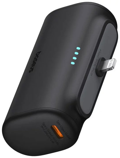 Bateria Externa Baseus Compact, 5000mAh, 20W, PD, 1 x Lightning - 1 x USB-C, Preta P10068307113-00