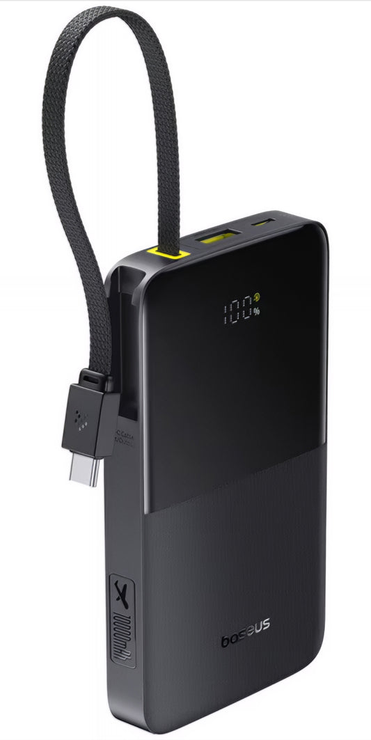 Bateria Externa Baseus EnerFill Bipow2 Pro, 10000mAh, 22.5W, QC + PD, 1 x USB-A - 2 x USB-C, Preta E0027600