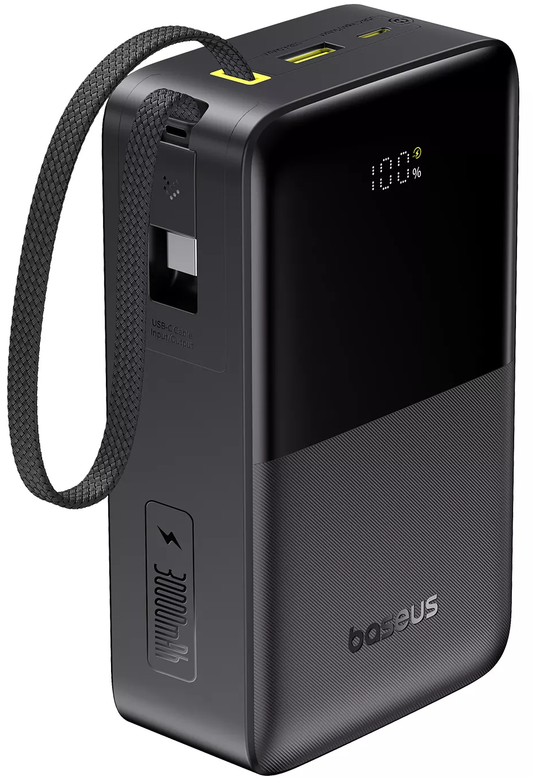 Bateria Externa Baseus EnerFill Bipow2 Pro, 30000mAh, 22.5W, QC + PD, 1 x USB-A - 2 x USB-C, Preta E0028100