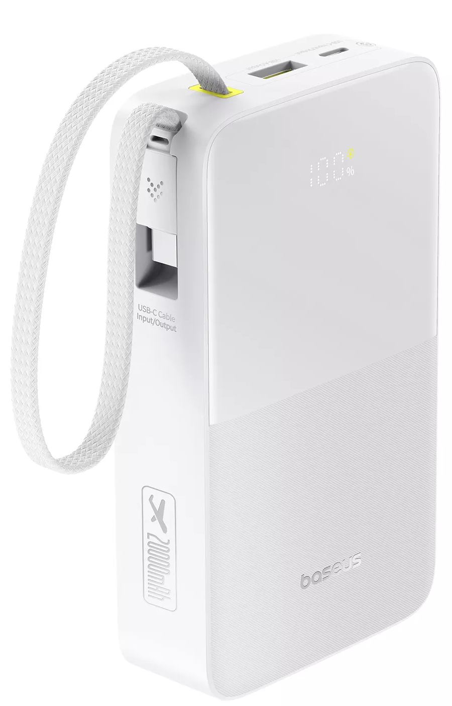 Bateria Externa Baseus EnerFill Bipow2 Pro, 20000mAh, 22.5W, QC + PD, 1 x USB-A - 2 x USB-C, Branca E0027700