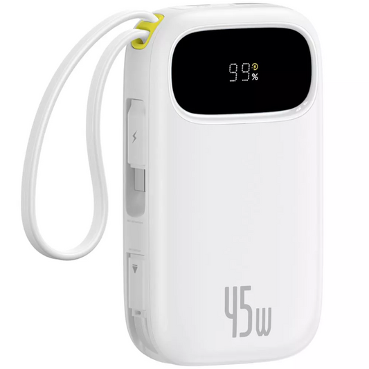 Bateria Externa Baseus EnerFill FC31, 20000mAh, 45W, QC + PD, 1 x Lightning - 1 x USB-A - 2 x USB-C, Branco P10082105213-00