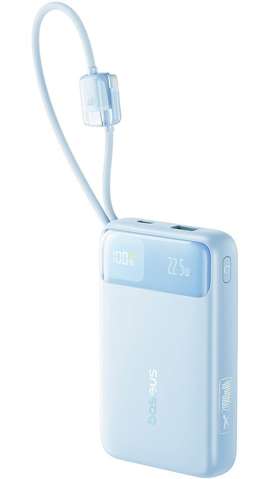 Bateria Externa Baseus EnerFill FC11, 20000mAh, 22.5W, QC + PD, 1 x Lightning - 1 x USB-A - 2 x USB-C, Azul E0027S06