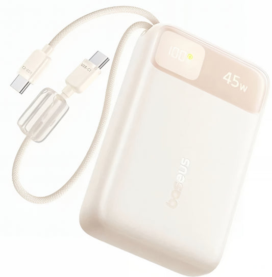 Bateria Externa Baseus EnerFill FC11, 20000mAh, 45W, QC + PD, 1 x USB-A - 3 x USB-C, Bege E0031101