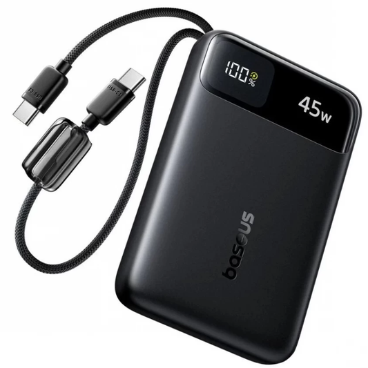 Bateria Externa Baseus EnerFill FC11, 10000mAh, 45W, QC + PD, 1 x USB-A - 3 x USB-C, Preta E0031000