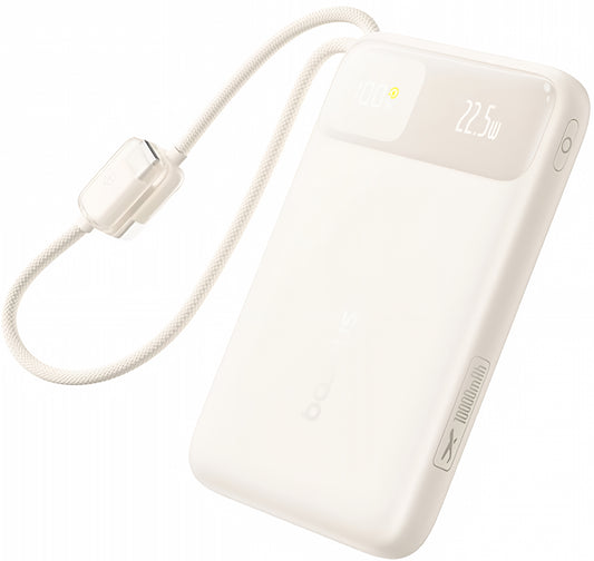 Bateria Externa Baseus EnerFill FC11, 10000mAh, 22.5W, QC + PD, 1 x Lightning - 1 x USB-A - 2 x USB-C, Bege E0027R05